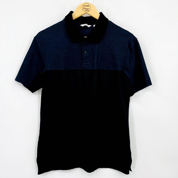 Calvin Klein Colorblocked Polo shirt Navy Combo, Size Small, Collar Snap close - Picture 2 of 9